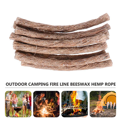 10pcs/set Camping Wax Fire Rope Outdoor Ignition Rope Durable Hemp Rope Camping Fire Emergency Hiking Camping Barbecue Fire Rope