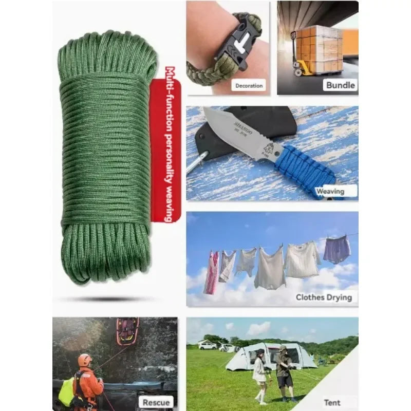 10/20m 7-core Military Nylon Braided Parachute Rope 550LB Suitable for DIY Outdoor Survival Adventure Camping Climbing Fishing