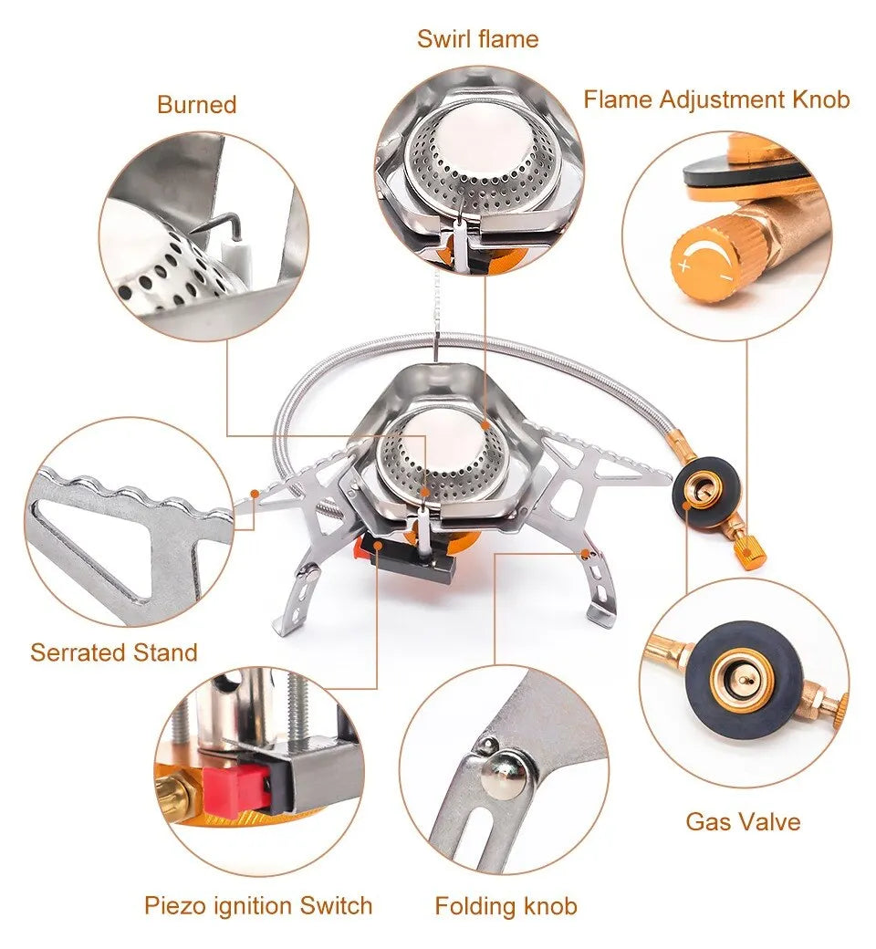 Camping Tourist Burner Big Power Gas Stove Cookware Portable Furnace Picnic Barbecue Tourism Supplies Outdoor recreation