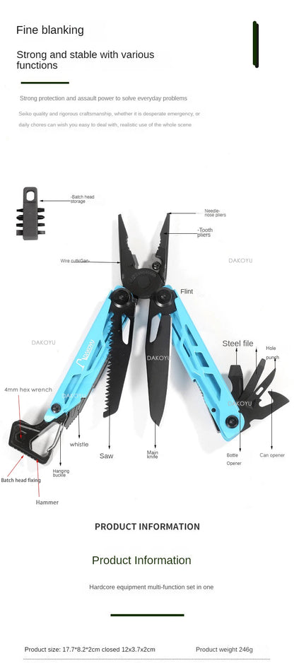 DAKOYU DKShadow Multitool Camping Pliers with Emergency Whistle -8 Color Compact Outdoor Tool, Suitable for Hiking and Camping