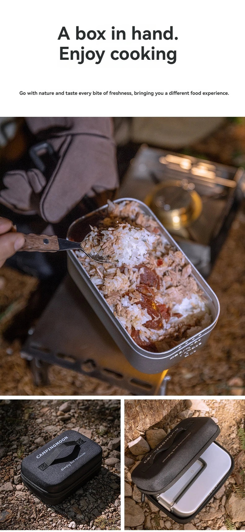 CAMPINGMOON S-2013 Aluminum Oxide Portable Lunch Box, Open Flame Heated OutdoorPicnic Camping Lunch Box, Aluminum Lunch Box