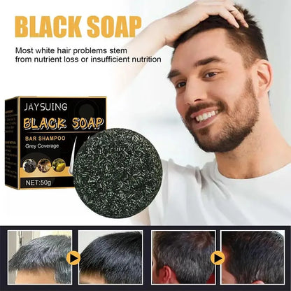 Hair Shampoo Soap Polygonum Multiflorum Black Soap White Hair Repair Soap Hair Care Set Nourishing Anti Dandruff Hair Dye Soap