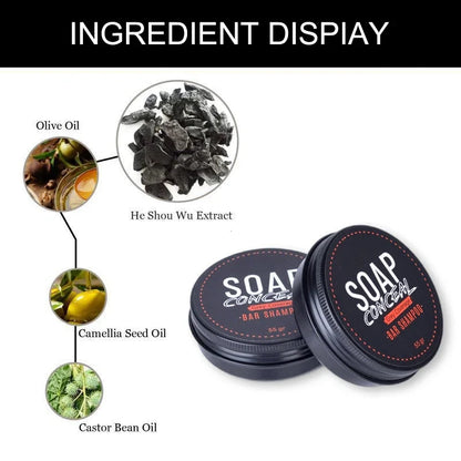 50g Black Hair Soap Hair Darkening Soap Shampoo Bar Fast Effective Repair Gray White Color Dye Hair Body Natural Org