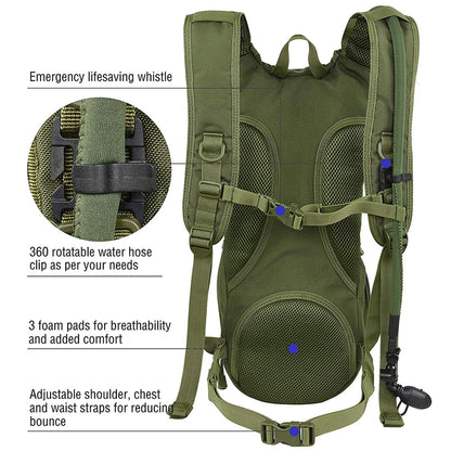 With 2/3L Water Bag Hydration Backpack Tactical Hydration Pack Backpack Military for Hiking Cycling Climbing Outdoor Bladder