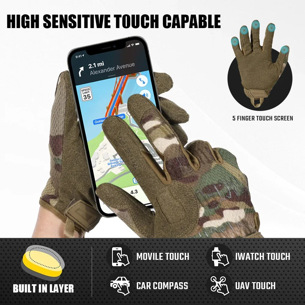 Tactical Full Finger Gloves Touch Screen Breathable Paintball Airsoft Shooting Hiking Combat Sport Hunting Bicycle Work Gear Men