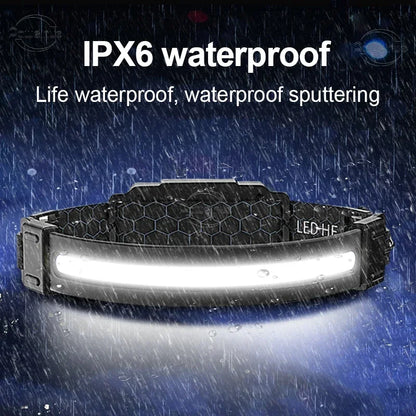 Powerful LED Headlamp 7 Modes XPE+COB Sensor Head Torch