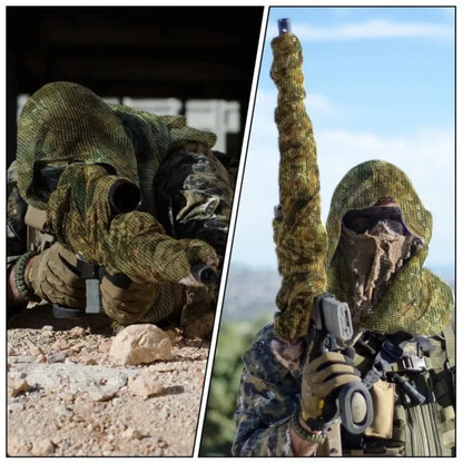 Camouflage Netting Scarf Sniper Veil Camo Mesh Face Scarf Veil Shemagh Head Wrap for Outdoor Camping Hiking Hunting Shooting