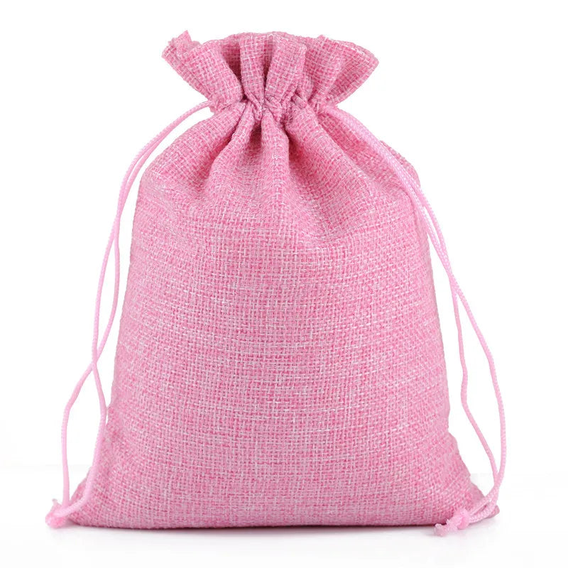 10pc (9x12cm) Handmade Natural Burlap Linen Drawstring Gift Bags Favor Wedding Christmas Gift Bag Jewelry Packaging Bags&Pouches
