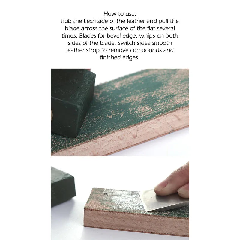 WUTA 1 Piece Leather Knife Sharpener Sharpening Strop Tool Black Wood Razor Polishing Board Fine Grinding with Polish Compound