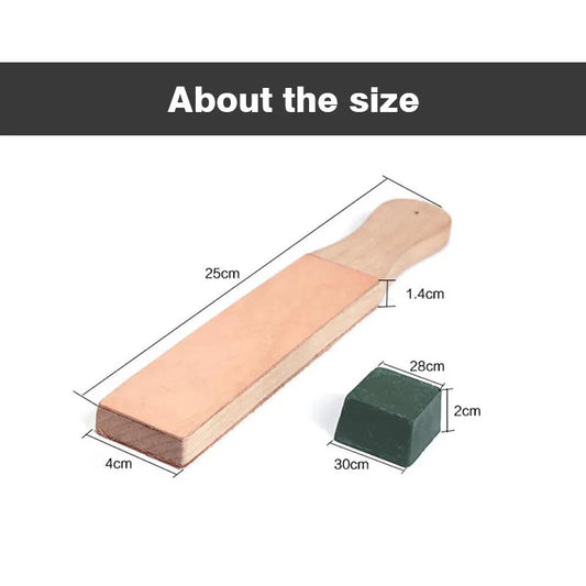 WUTA 1 Piece Leather Knife Sharpener Sharpening Strop Tool Black Wood Razor Polishing Board Fine Grinding with Polish Compound