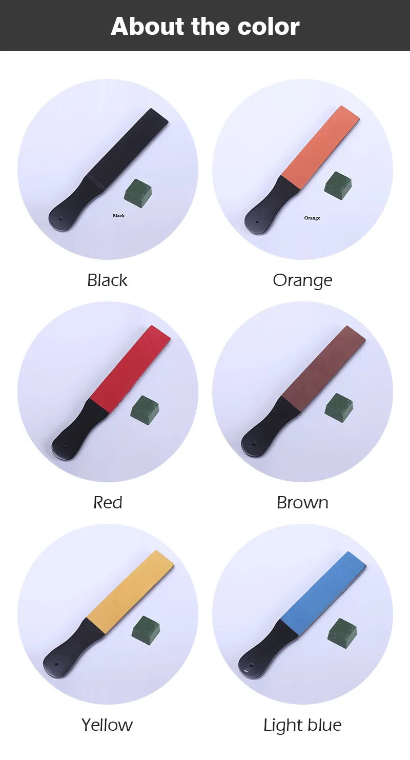 WUTA 1 Piece Leather Knife Sharpener Sharpening Strop Tool Black Wood Razor Polishing Board Fine Grinding with Polish Compound